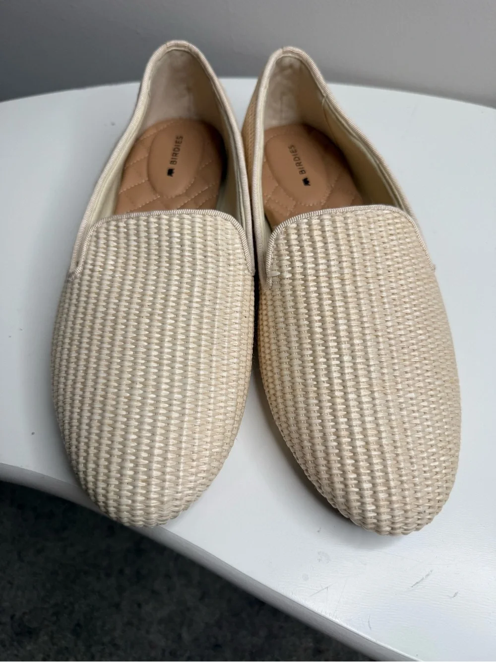 Birdies Cream Woven Slip-On Loafers